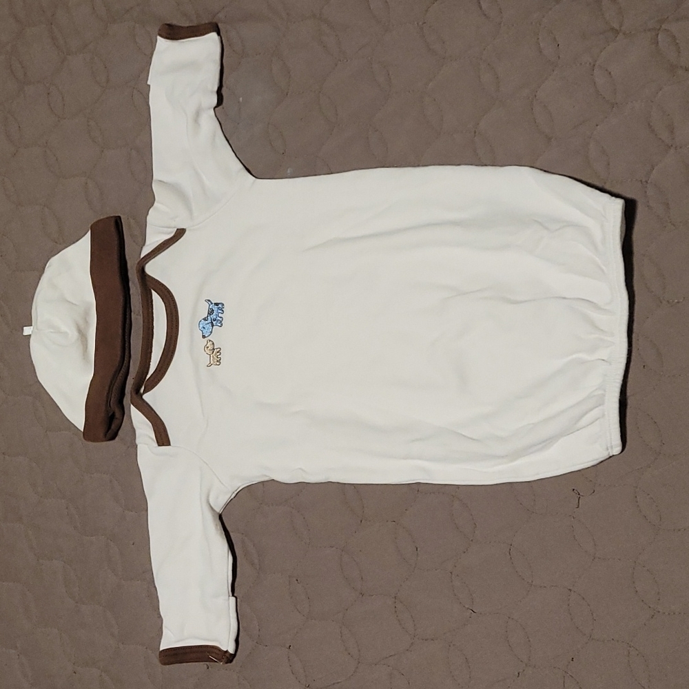 ✨️3/$10✨️Little Me 0-3 months brown puppy dog sleeper gown with toque